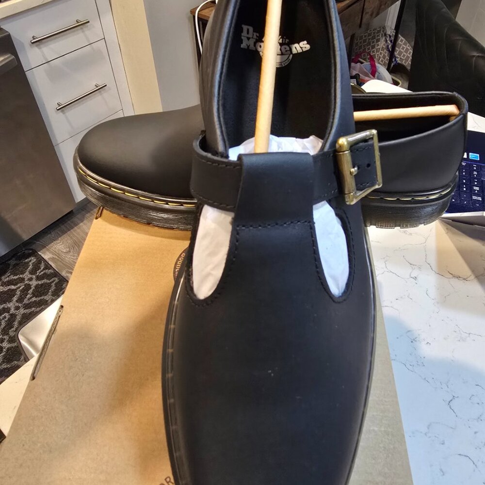 Dr. Martens Zavala Chunky Mary Jane Platform T-Bar Leather Shoes Men's 10 Black - Picture 2 of 10